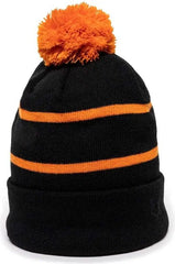 OC Sports KNF-100 Acrylic Knit Watch Cap Beanie - Black Orange - Black Orange / One Size Fits Most
