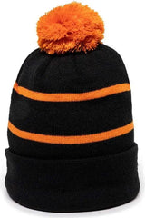 OC Sports KNF-100 Acrylic Knit Watch Cap Beanie - Black Orange - Black Orange / One Size Fits Most