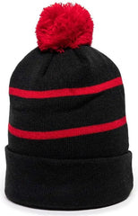 OC Sports KNF-100 Acrylic Knit Watch Cap Beanie - Black Red - Black Red / One Size Fits Most