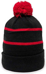 OC Sports KNF-100 Acrylic Knit Watch Cap Beanie - Black Red - Black Red / One Size Fits Most