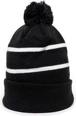 OC Sports KNF-100 Acrylic Knit Watch Cap Beanie - Black White - Black White / One Size Fits Most