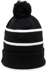 OC Sports KNF-100 Acrylic Knit Watch Cap Beanie - Black White - Black White / One Size Fits Most