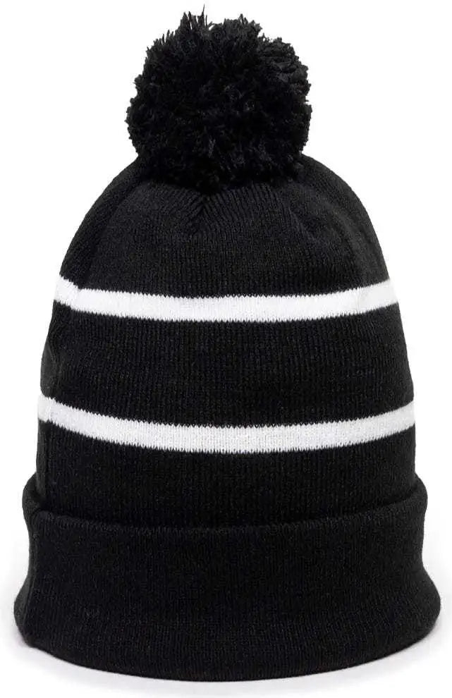 OC Sports KNF-100 Acrylic Knit Watch Cap Beanie - Black White - Black White / One Size Fits Most
