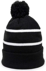 OC Sports KNF-100 Acrylic Knit Watch Cap Beanie - Black White - Black White / One Size Fits Most