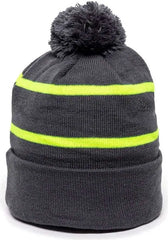 OC Sports KNF-100 Acrylic Knit Watch Cap Beanie - Charcoal Electric Yellow - Dark Gray Yellow / One Size Fits Most