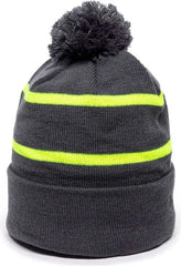 OC Sports KNF-100 Acrylic Knit Watch Cap Beanie - Charcoal Electric Yellow - Dark Gray Yellow / One Size Fits Most