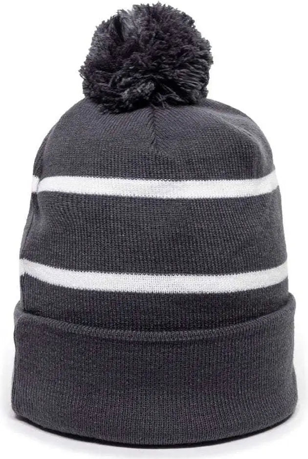 OC Sports KNF-100 Acrylic Knit Watch Cap Beanie - Charcoal White - Dark Gray White / One Size Fits Most