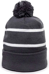 OC Sports KNF-100 Acrylic Knit Watch Cap Beanie - Charcoal White - Dark Gray White / One Size Fits Most