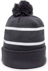 OC Sports KNF-100 Acrylic Knit Watch Cap Beanie - Charcoal White - Dark Gray White / One Size Fits Most