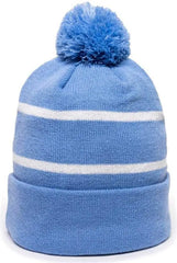 OC Sports KNF-100 Acrylic Knit Watch Cap Beanie - Columbia Blue White - Columbia Blue White / One Size Fits Most