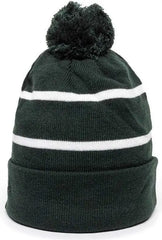 OC Sports KNF-100 Acrylic Knit Watch Cap Beanie - Dark Green White - Forest White / One Size Fits Most