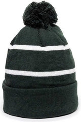 OC Sports KNF-100 Acrylic Knit Watch Cap Beanie - Dark Green White - Forest White / One Size Fits Most