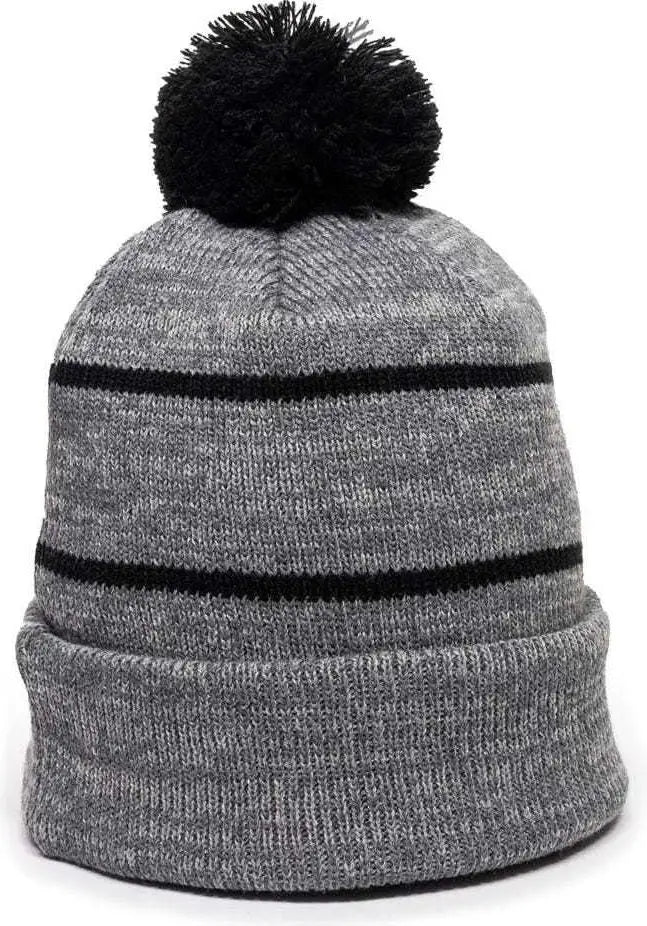 OC Sports KNF-100 Acrylic Knit Watch Cap Beanie - Heathered Gray Black - Gray Black / One Size Fits Most