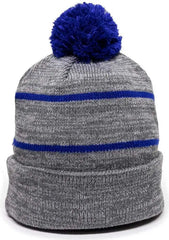 OC Sports KNF-100 Acrylic Knit Watch Cap Beanie - Heathered Gray Royal - Gray Royal / One Size Fits Most