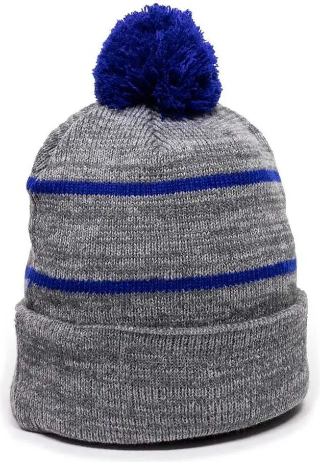 OC Sports KNF-100 Acrylic Knit Watch Cap Beanie - Heathered Gray Royal - Gray Royal / One Size Fits Most