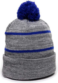 OC Sports KNF-100 Acrylic Knit Watch Cap Beanie - Heathered Gray Royal - Gray Royal / One Size Fits Most