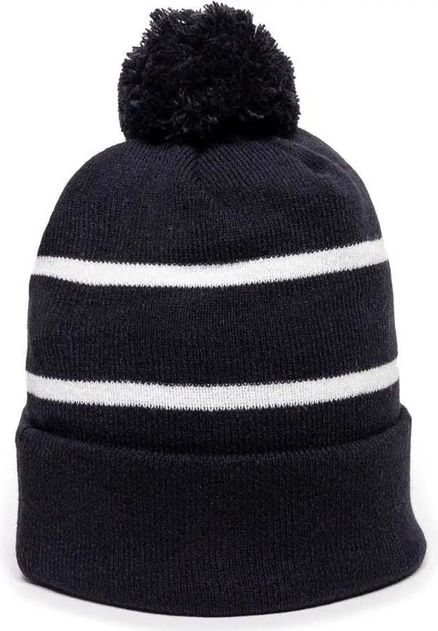 OC Sports KNF-100 Acrylic Knit Watch Cap Beanie - Navy White - Navy White / One Size Fits Most