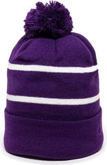 OC Sports KNF-100 Acrylic Knit Watch Cap Beanie - Purple White - Purple White / One Size Fits Most