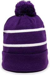 OC Sports KNF-100 Acrylic Knit Watch Cap Beanie - Purple White - Purple White / One Size Fits Most
