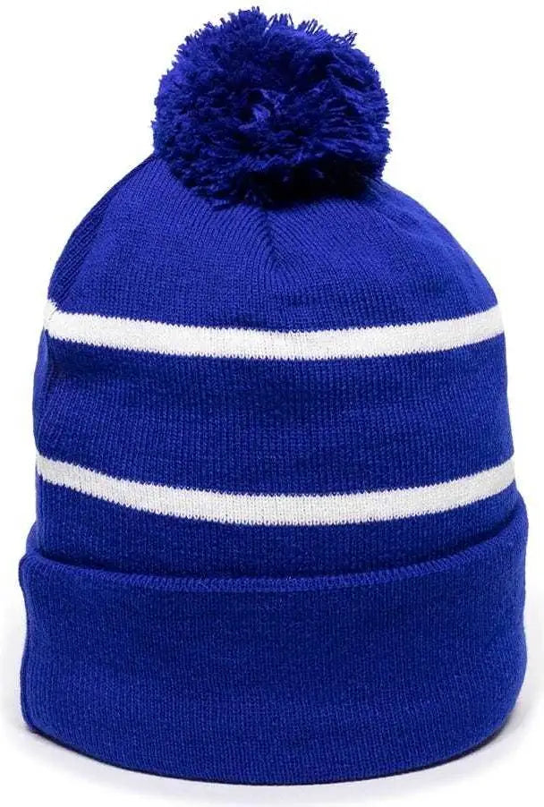 OC Sports KNF-100 Acrylic Knit Watch Cap Beanie - Royal White - Royal White / One Size Fits Most
