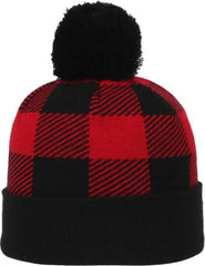 OC Sports KNF-PLD Graphic Watch Beanier with Pom - Red Black - Black / OSFM