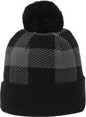 OC Sports KNF-PLD Plaid Watch Beanier with Pom - Black Charcoal - Dark Gray / OSFM