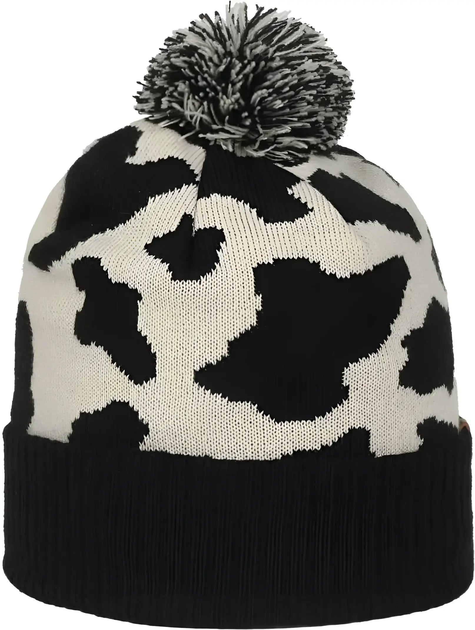 OC Sports KNF-WILD Graphic Watch Beanie with Pom - Black Cream - Cream / OSFM