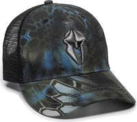 OC Sports KRY-027 Low Crown Polyester Camo Front Mesh Back Cap - Kryptek Neptune Black - Black / 6 7/8’’ - 7 1/2’’