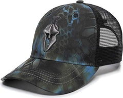 OC Sports KRY-027 Low Crown Polyester Camo Front Mesh Back Cap - Kryptek Neptune Black - Black / 6 7/8’’ - 7 1/2’’