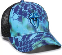 OC Sports KRY-027 Low Crown Polyester Camo Front Mesh Back Cap - Kryptek Pontus Black - Kryptek Black / 6 7/8’’ - 7