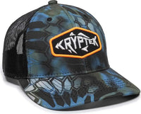 OC Sports KRY-028 Round Crown Polyester Camo Front Mesh Back Cap - Kryptek Neptune Black - Kryptek Black / 6 7/8’’ - 7