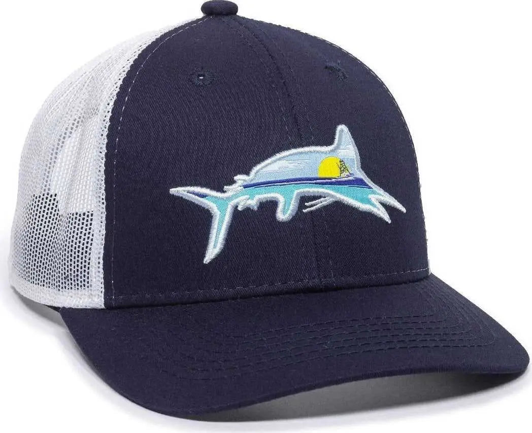 OC Sports MAR-015 Fishing Adjustable Mesh Back Cap - Navy White - Navy White / 6 7/8’’ - 7 1/2’’