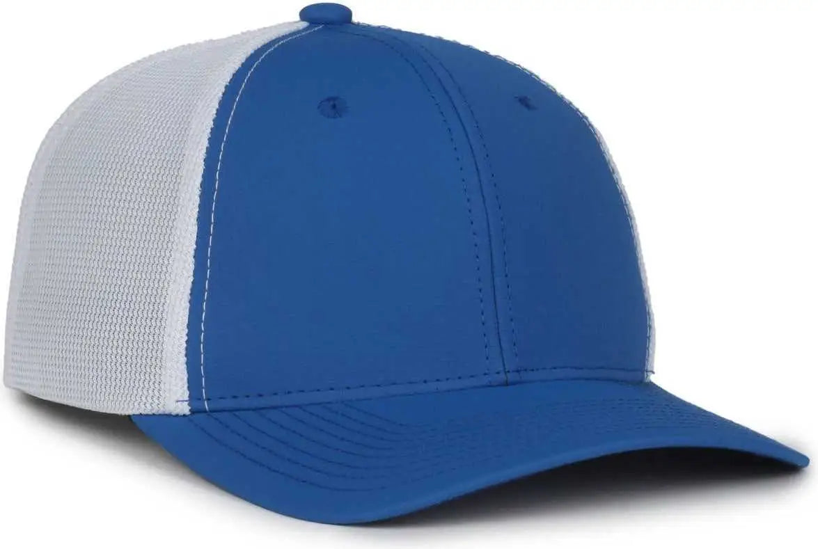 OC Sports MB2020PF Modern Performance Trucker Cap - Royal White - White / OSFM