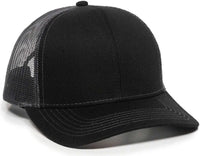 OC Sports MBW-600 Team Adjustable Mesh Back Ball Cap - Black Charcoal - Black Dark Gray / 6 7/8’’ - 7 1/2’’