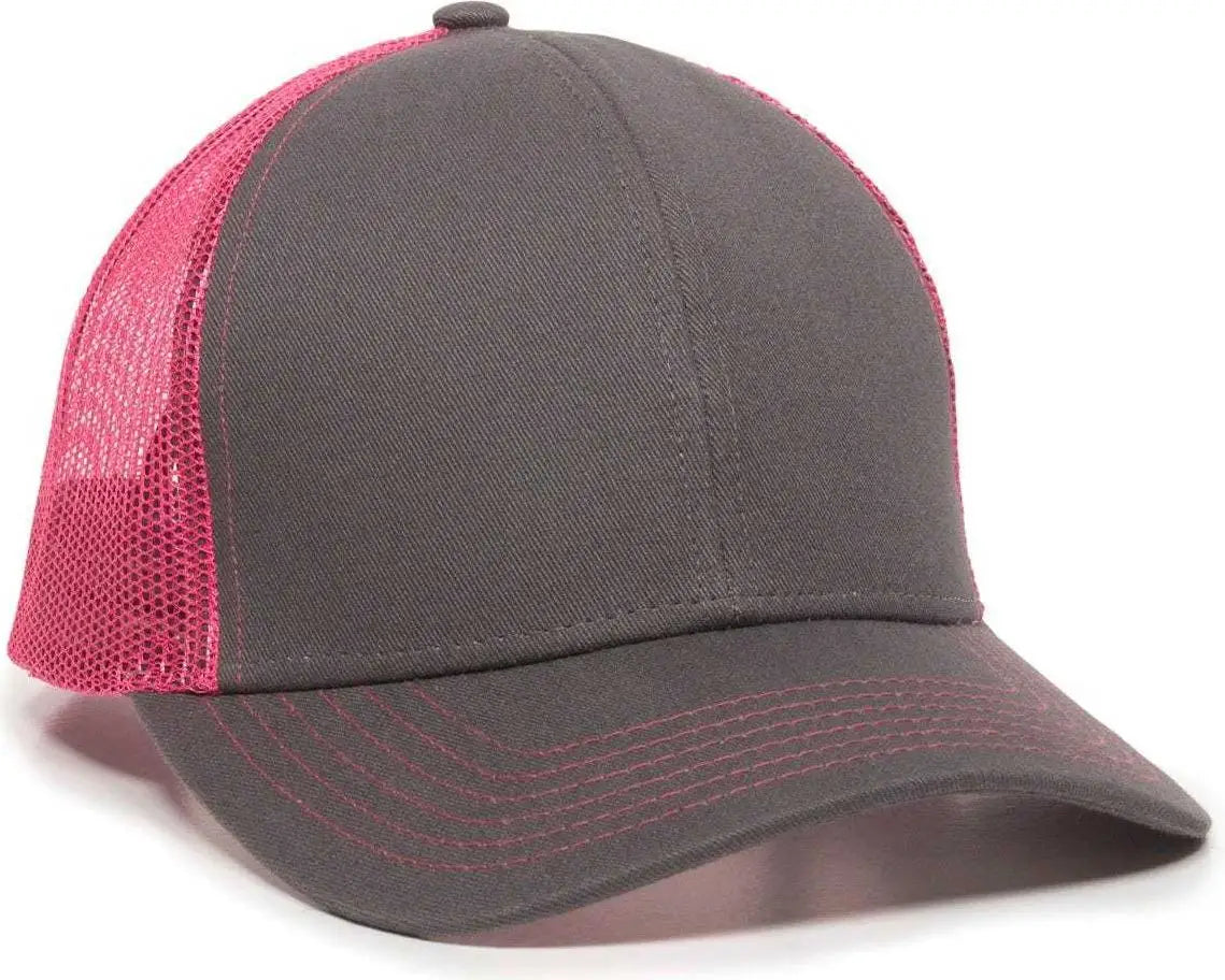 OC Sports MBW-600 Team Adjustable Mesh Back Ball Cap - Charcoal Fuchsia - Dark Gray Fuchsia / 6 7/8’’ - 7 1/2’’