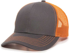 OC Sports MBW-600 Team Adjustable Mesh Back Ball Cap - Charcoal Neon Orange - Dark Gray Orange / 6 7/8’’ - 7 1/2’’