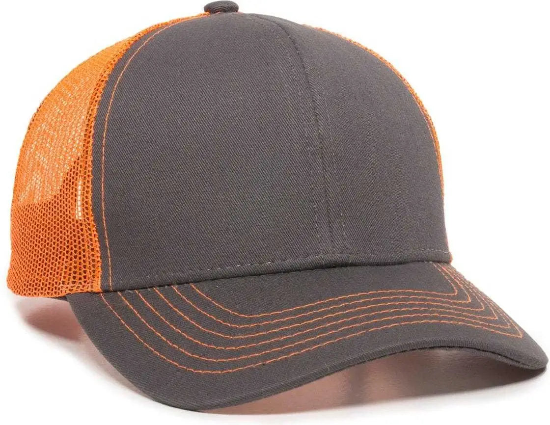 OC Sports MBW-600 Team Adjustable Mesh Back Ball Cap - Charcoal Neon Orange - Dark Gray Orange / 6 7/8’’ - 7 1/2’’
