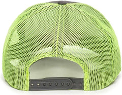 OC Sports MBW-600 Team Adjustable Mesh Back Ball Cap - Charcoal Neon Yellow - Dark Gray Yellow / 6 7/8’’ - 7 1/2’’
