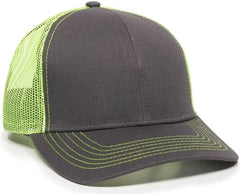OC Sports MBW-600 Team Adjustable Mesh Back Ball Cap - Charcoal Neon Yellow - Dark Gray Yellow / 6 7/8’’ - 7 1/2’’