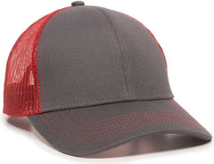 OC Sports MBW-600 Team Adjustable Mesh Back Ball Cap - Charcoal Red - Dark Gray Red / 6 7/8’’ - 7 1/2’’
