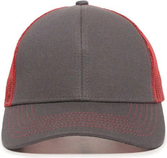 OC Sports MBW-600 Team Adjustable Mesh Back Ball Cap - Charcoal Red - Dark Gray Red / 6 7/8’’ - 7 1/2’’