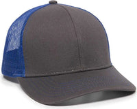 OC Sports MBW-600 Team Adjustable Mesh Back Ball Cap - Charcoal Royal - Dark Gray Royal / 6 7/8’’ - 7 1/2’’