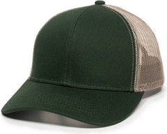 OC Sports MBW-600 Team Adjustable Mesh Back Ball Cap - Dk Green Khaki - Forest Khaki / 6 7/8’’ - 7 1/2’’