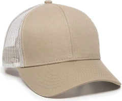 OC Sports MBW-600 Team Adjustable Mesh Back Ball Cap - Khaki White - Khaki White / 6 7/8’’ - 7 1/2’’