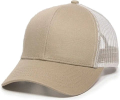 OC Sports MBW-600 Team Adjustable Mesh Back Ball Cap - Khaki White - Khaki White / 6 7/8’’ - 7 1/2’’