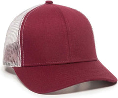 OC Sports MBW-600 Team Adjustable Mesh Back Ball Cap - Maroon White - Maroon White / 6 7/8’’ - 7 1/2’’