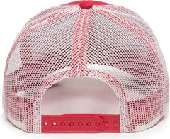 OC Sports MBW-600 Team Adjustable Mesh Back Ball Cap - Red White - Red White / 6 7/8’’ - 7 1/2’’