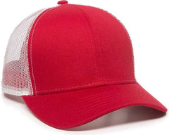 OC Sports MBW-600 Team Adjustable Mesh Back Ball Cap - Red White - Red White / 6 7/8’’ - 7 1/2’’