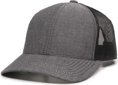 OC Sports MBW-800CB Adjustable Mesh Back Cap - Heathered Black Black - Black / 6 7/8’’ - 7 1/2’’