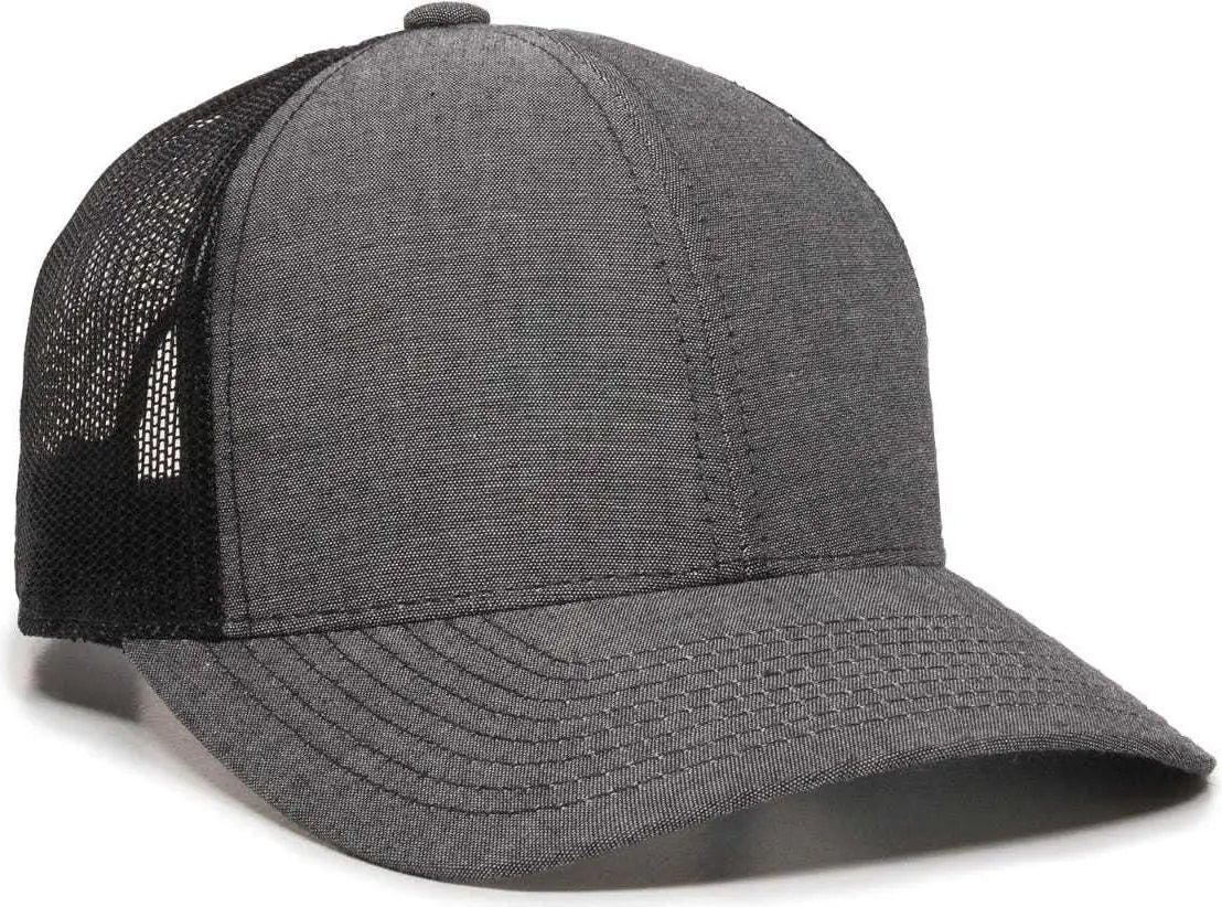 OC Sports MBW-800CB Adjustable Mesh Back Cap - Heathered Black Black - Black / 6 7/8’’ - 7 1/2’’
